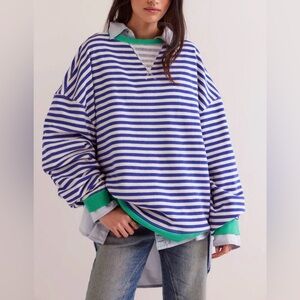 WE THE FREE Classic Striped Oversized Sweatshirt Size Large~ NWOT